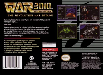 War 3010 - The Revolution (USA) box cover back